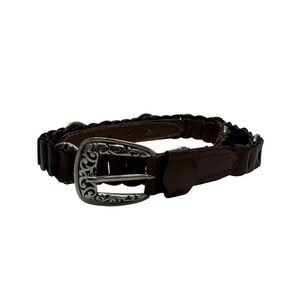 Donna Katz Leather Link Belt Brass Buckle And Links Women Medium